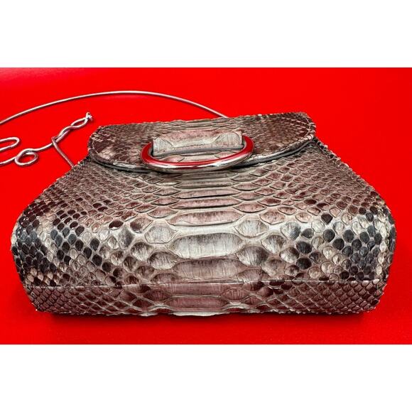 Little Liffner Embossed Small Gray Crossbody Shoulder Bag Made In Italy - Picture 6 of 16